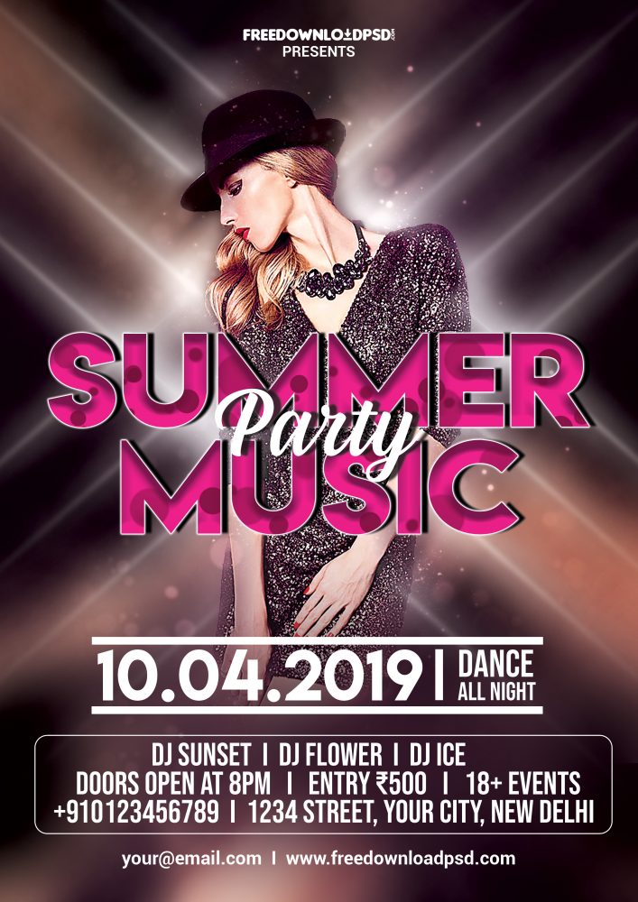 Summer Music Party, Music party, Party, Summer, Music, Party Flyer, Music Flyer, Model, Action, Creative flyer, creative design