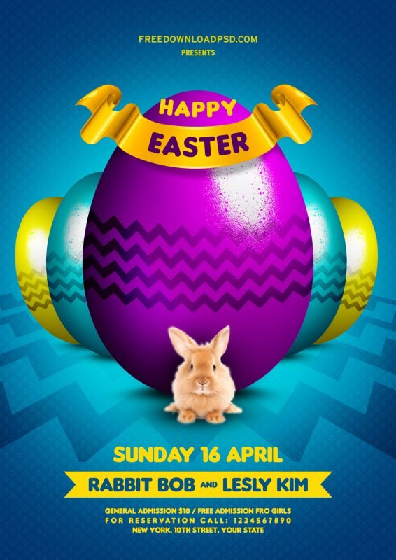 03 Colors Happy Easter Flyer Free PSD