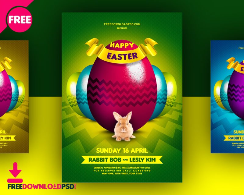 Happy PSD Easter Flyer Free 03 | Colors FreedownloadPSD.com