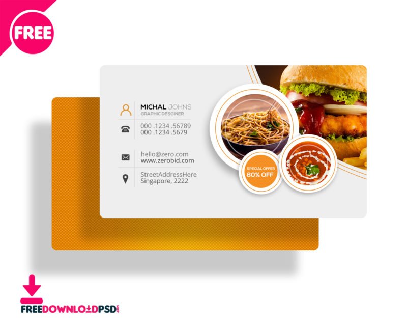 Free Restaurant Business Card PSD Cover 800x640