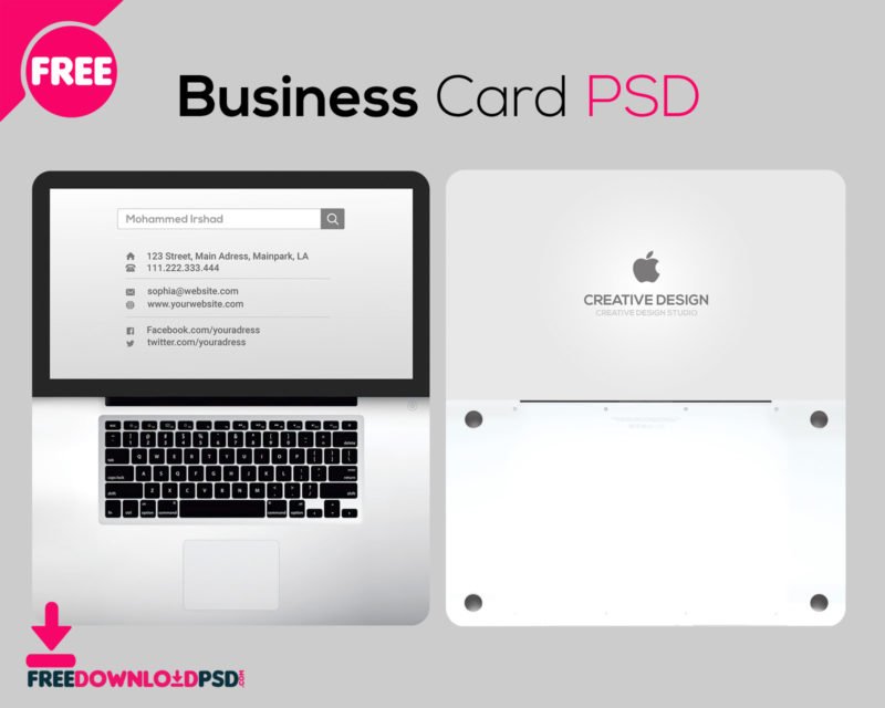 Free Laptop Business Card PSD