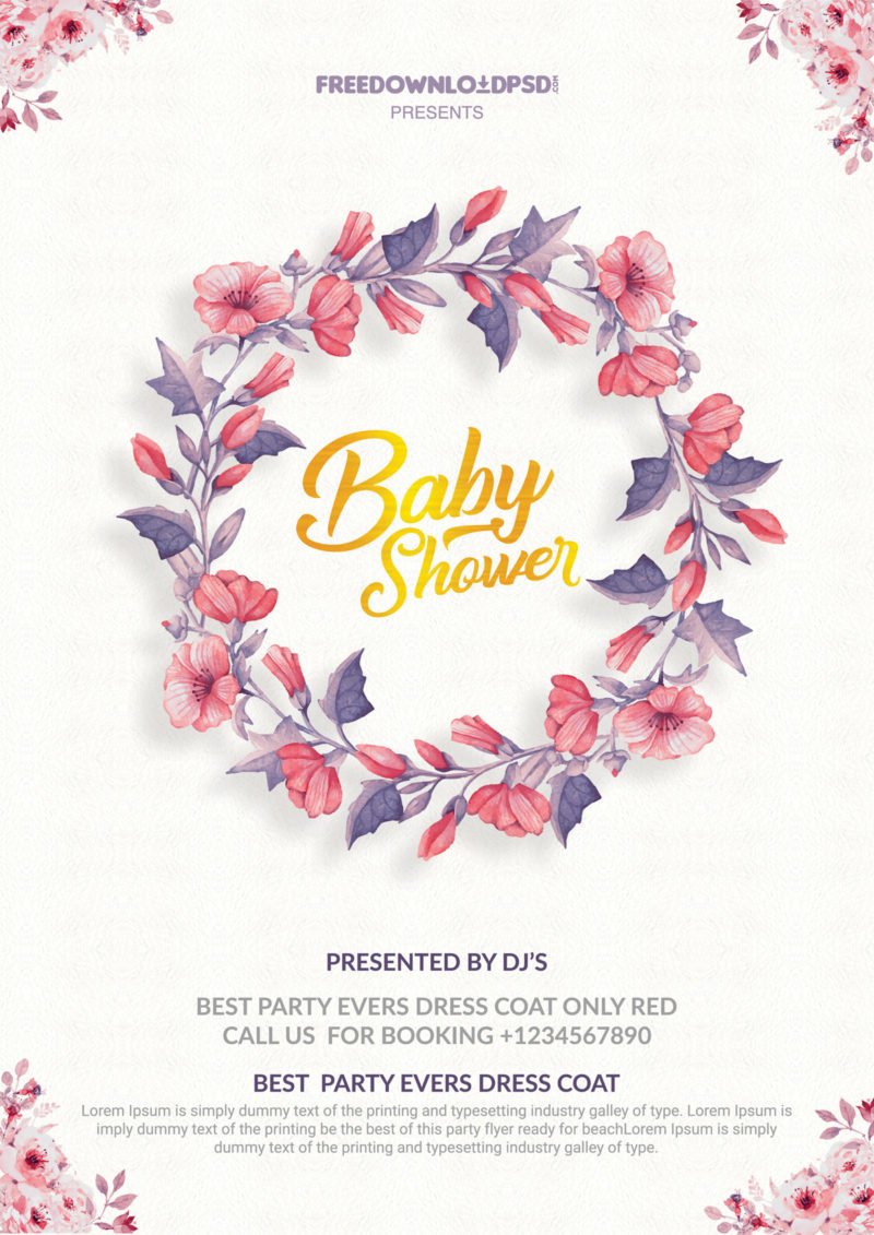 shower invitations baby x 8.5 11 shower invitation Baby templates  FreedownloadPSD.com