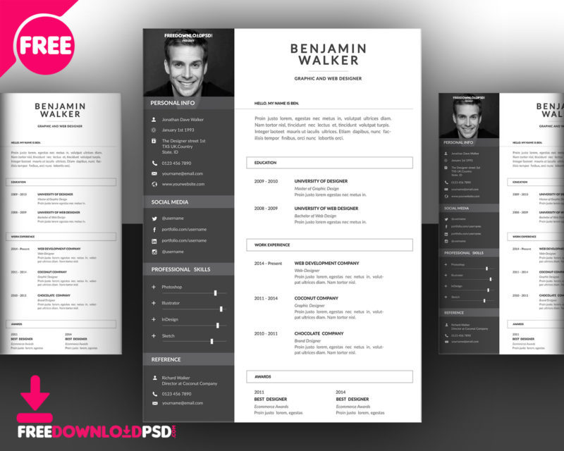 clean resume template free psd