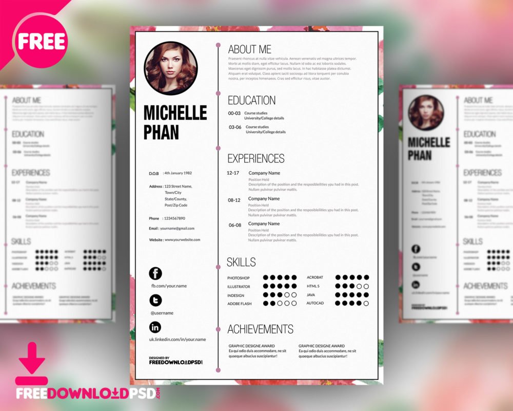 Designer CV Template Free PSD | FreedownloadPSD.com