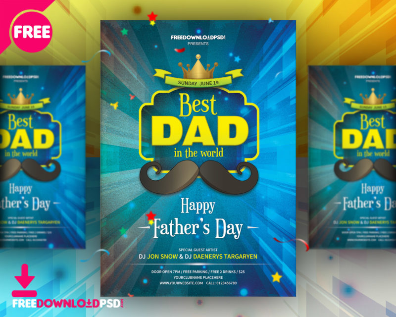 Fathers Day Party Flyer Free PSD