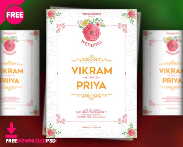 Wedding invitation template download | FreedownloadPSD.com