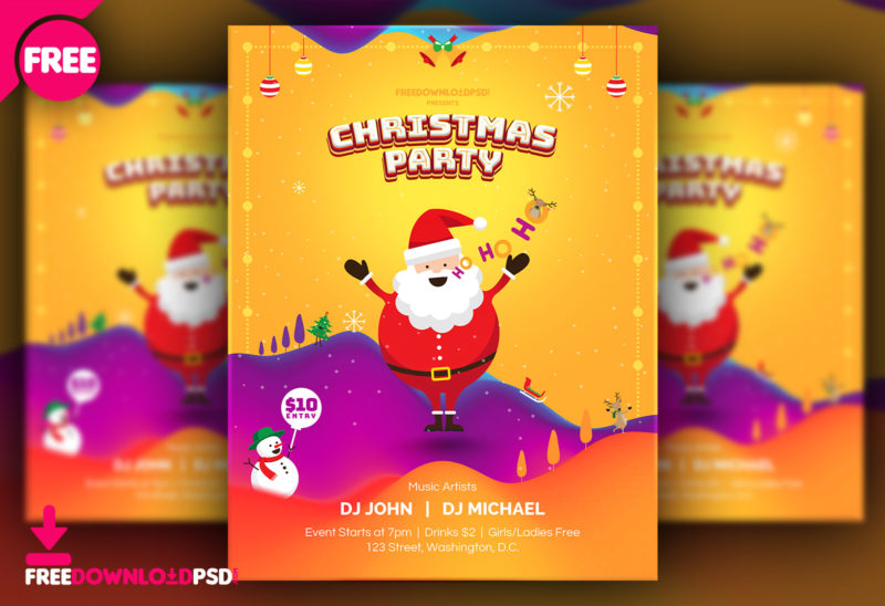  Free Christmas Party Poster Template FreedownloadPSD