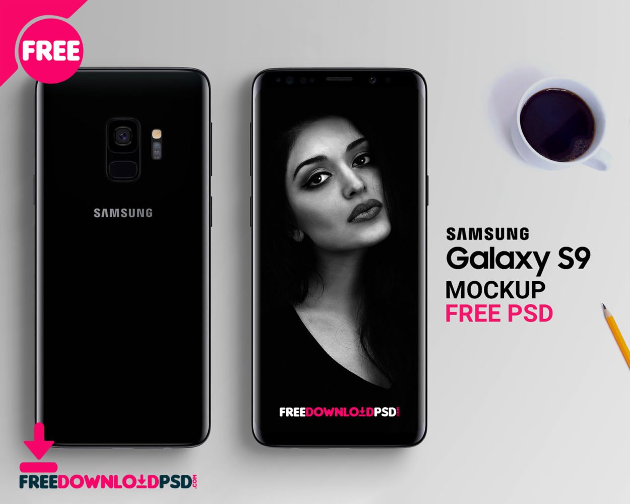 [GetFree] Samsung Galaxy S9 Mockup PSD | FreedownloadPSD.com