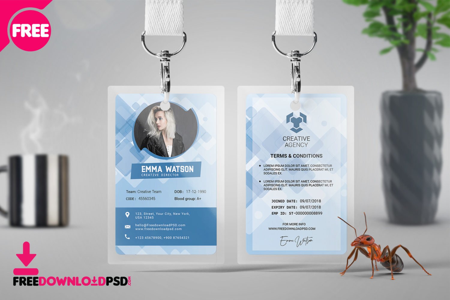 office id card template psd free download