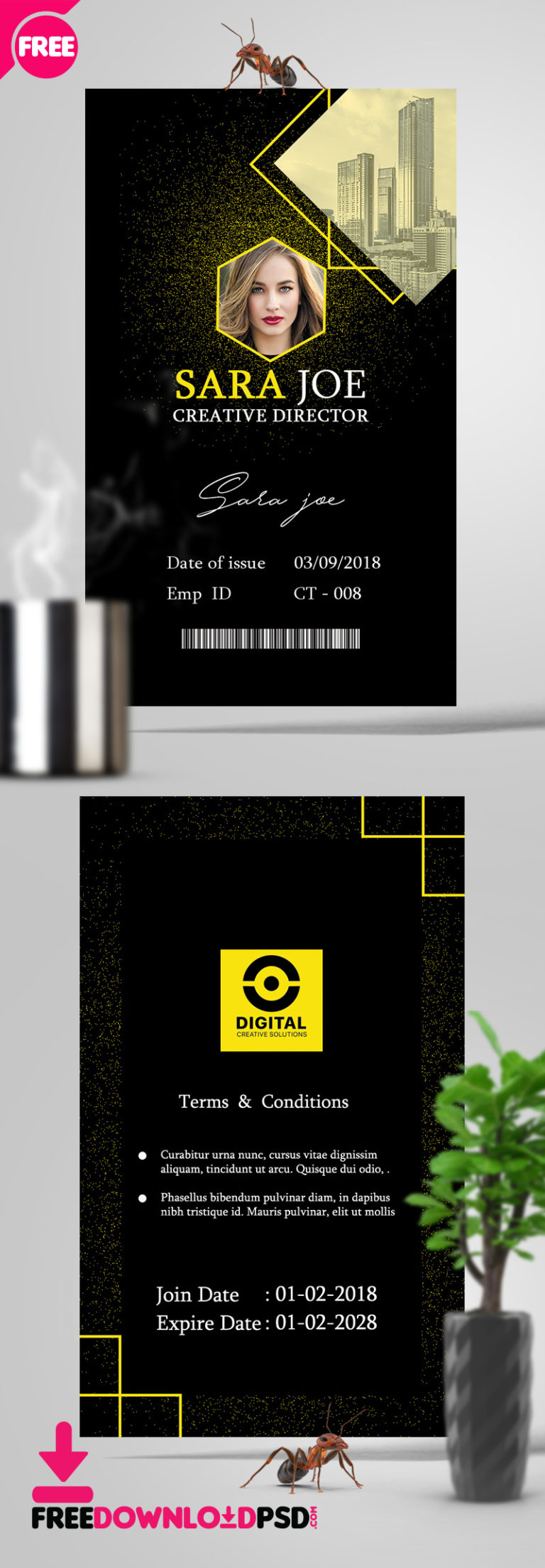 id card design psd template free download