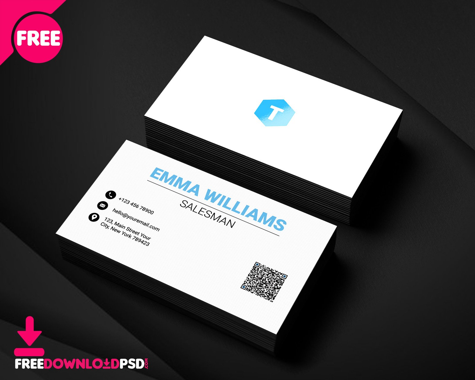 Salesman Business Card PSD Template  FreedownloadPSD.com For Blank Business Card Template Psd