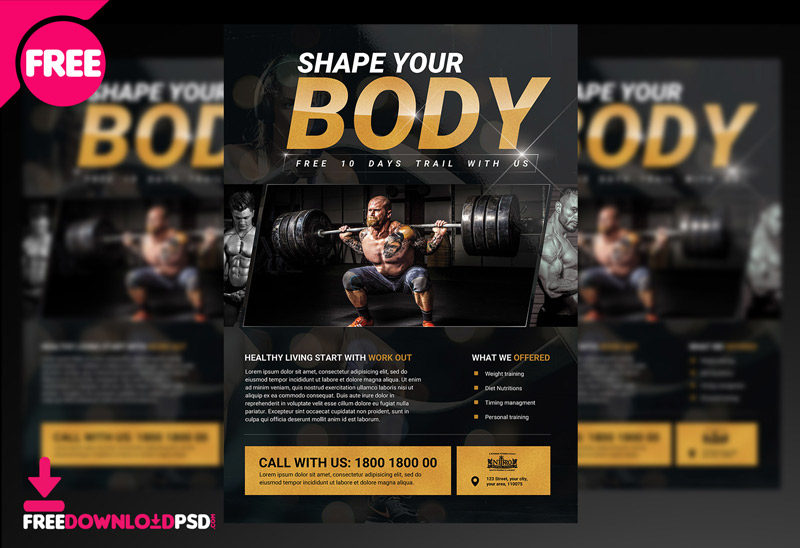 Personal Trainer Flyer, DIY Flyer Template Design, Gym Fitness