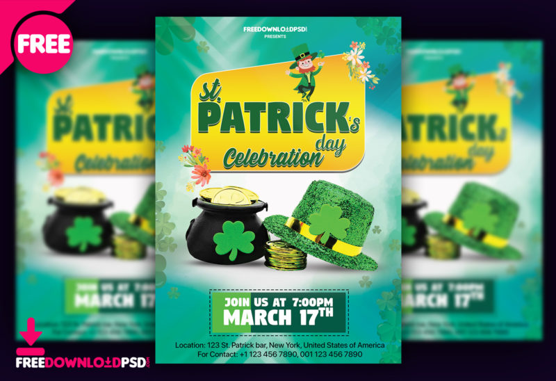 Saint Patricks Day Free Flyer Template PSD, FLYER, POSTER, TEMPLATE, PSD, PHOTOSHOP, SAINT, ST, SAN, PATRICK, PATRICKS, DAY, NIGHT, PARTY, IRISH, IRELAND, BEER, FEST, FESTIVAL, BAR, PUB, PIPE, GOLD, WOOD, INVITATION, CLUB, COINS, TOMBOLA, LUCK, CHARM, LUCKY, LEPRECHAUN, GREEN, GOLDEN, ORANGE, WHITE, HAPPY,Bar, Beer, beer fest, Birthday, Celebration, charm, Club, Coin, coins, Creative, day, Design, DJ, Drink, drinking, drinks party, Event, event celebration, fest, festival, Flyer, flyer template, free flyer, Free PSD, Free Saint Patrick Flyer, glow party, Gold, gold pot, Green, green clover, green day, Holidays, invitation, invitation card, ireland, irish, Irish party, luck, lucky, lucky charm, lucky charms, Money, Music, night party, night, club, Party, party flyer, party night, patrick, patrick day card, patrick day invitation, patrick’s, patricks day, patricks day ads, patricks day banner, patricks day poster, patricks flyer, patricks party, post, card, Poster, poster template, pot of gold, pot of gold coins, Print, Print template, PSD, pub, saint, saint paddys, saint party, saint patrick, Saint Patrick’s, Saint Patricks Day, saint patricks flyer, san patricio, st patrick day, st patrick day celebration, st patrick day invitation, st patrick's day, st patricks day banner, St. Paddy's party, st. patrick, St. Patrick's Day Party, St. patrick's party, st. patricks, St. Patricks Day Flyer, st. Patricks flyer, st. patty's day, Template, free Template, free flyer