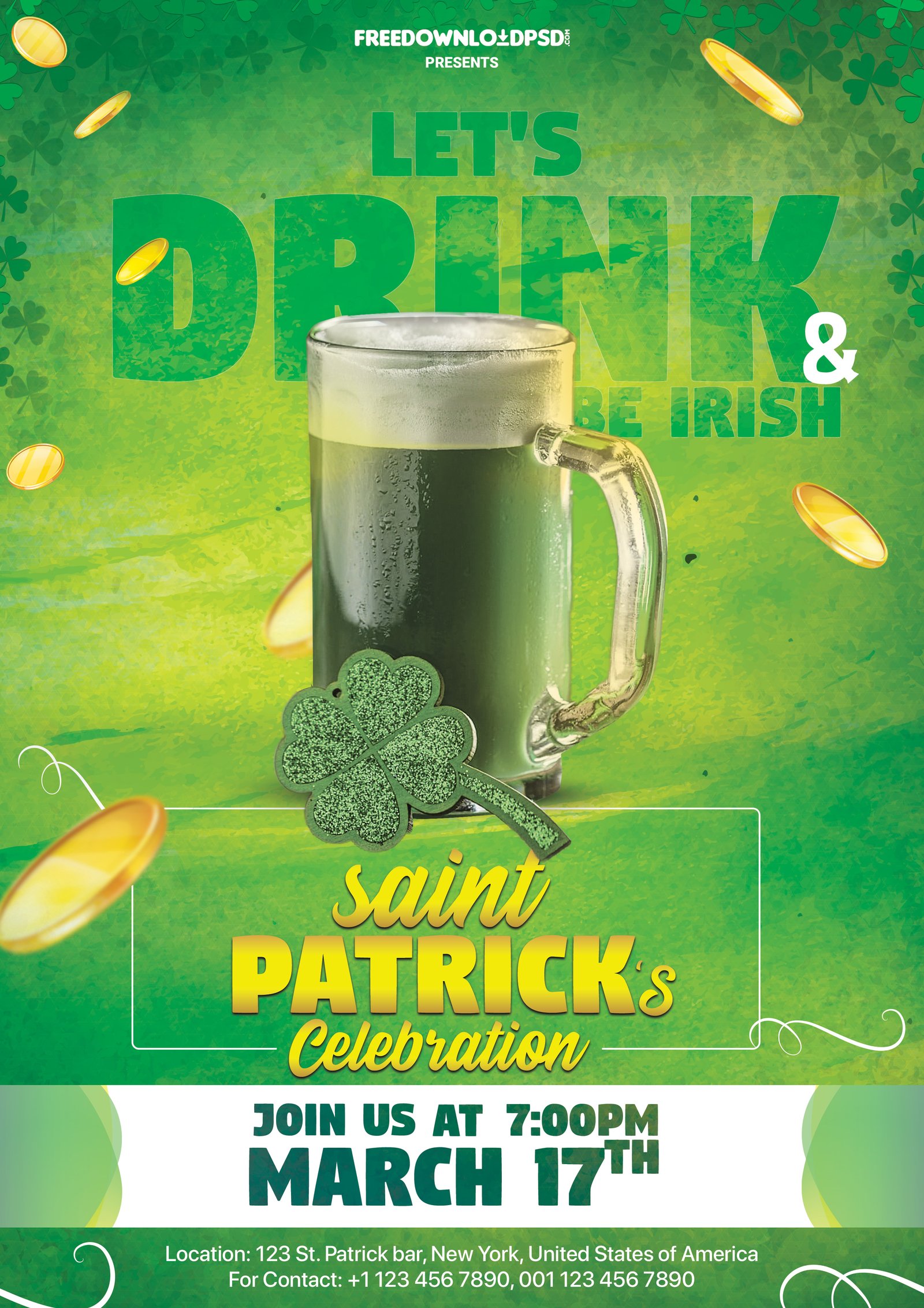 St Patrick Day Flyer PSD Template FreedownloadPSD