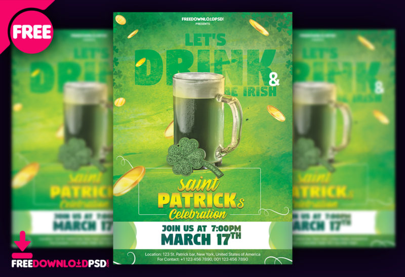 Saint Patricks Day Free Flyer Template PSD, FLYER, POSTER, TEMPLATE, PSD, PHOTOSHOP, SAINT, ST, SAN, PATRICK, PATRICKS, DAY, NIGHT, PARTY, IRISH, IRELAND, BEER, FEST, FESTIVAL, BAR, PUB, PIPE, GOLD, WOOD, INVITATION, CLUB, COINS, TOMBOLA, LUCK, CHARM, LUCKY, LEPRECHAUN, GREEN, GOLDEN, ORANGE, WHITE, HAPPY,Bar, Beer, beer fest, Birthday, Celebration, charm, Club, Coin, coins, Creative, day, Design, DJ, Drink, drinking, drinks party, Event, event celebration, fest, festival, Flyer, flyer template, free flyer, Free PSD, Free Saint Patrick Flyer, glow party, Gold, gold pot, Green, green clover, green day, Holidays, invitation, invitation card, ireland, irish, Irish party, luck, lucky, lucky charm, lucky charms, Money, Music, night party, night, club, Party, party flyer, party night, patrick, patrick day card, patrick day invitation, patrick’s, patricks day, patricks day ads, patricks day banner, patricks day poster, patricks flyer, patricks party, post, card, Poster, poster template, pot of gold, pot of gold coins, Print, Print template, PSD, pub, saint, saint paddys, saint party, saint patrick, Saint Patrick’s, Saint Patricks Day, saint patricks flyer, san patricio, st patrick day, st patrick day celebration, st patrick day invitation, st patrick's day, st patricks day banner, St. Paddy's party, st. patrick, St. Patrick's Day Party, St. patrick's party, st. patricks, St. Patricks Day Flyer, st. Patricks flyer, st. patty's day, Template, free Template, free flyer