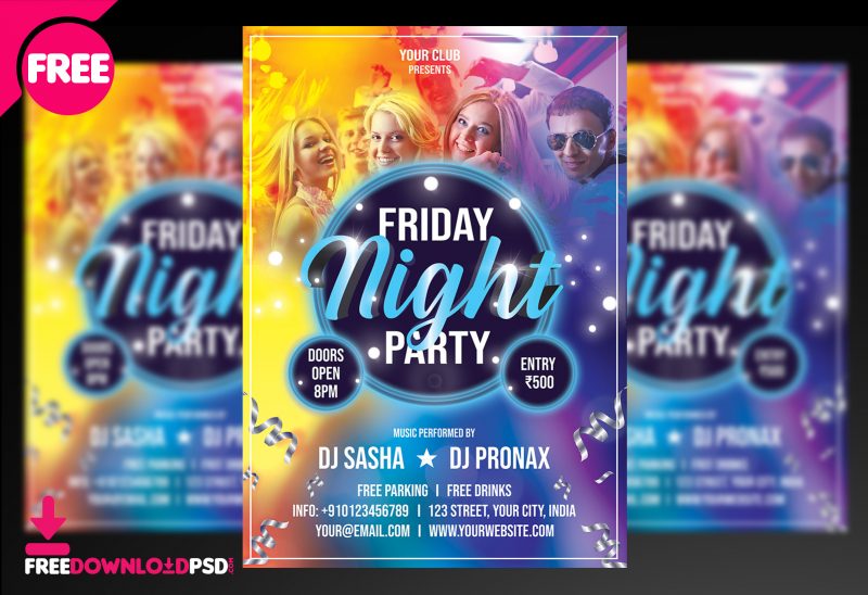 Friday Night party, friday party, night party, DJ, enjoyment, party, friday party flyer, friday night party flyer, night party flyer