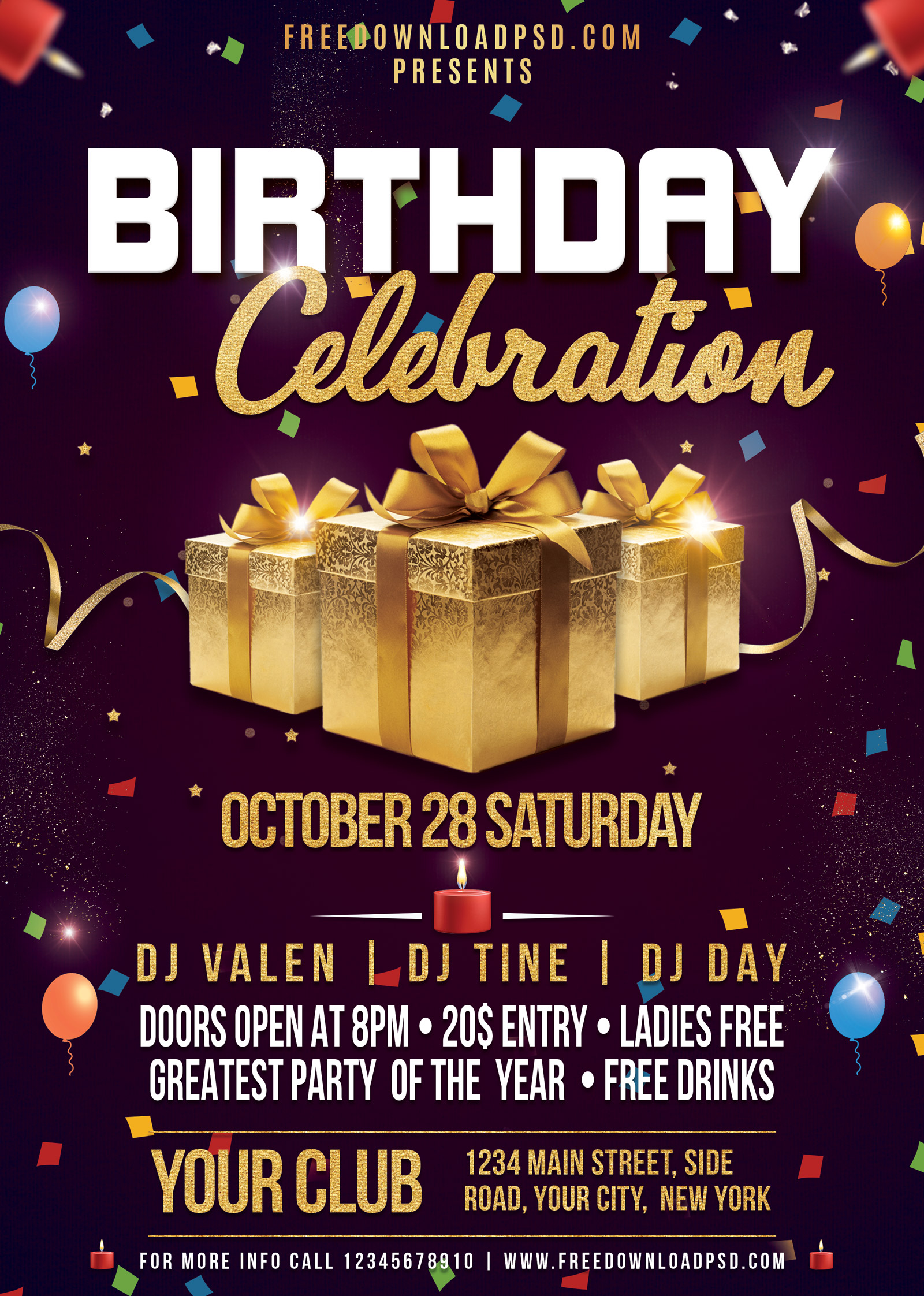 Birthday Flyer PSD Template  FreedownloadPSD.com Within Birthday Party Flyer Templates Free