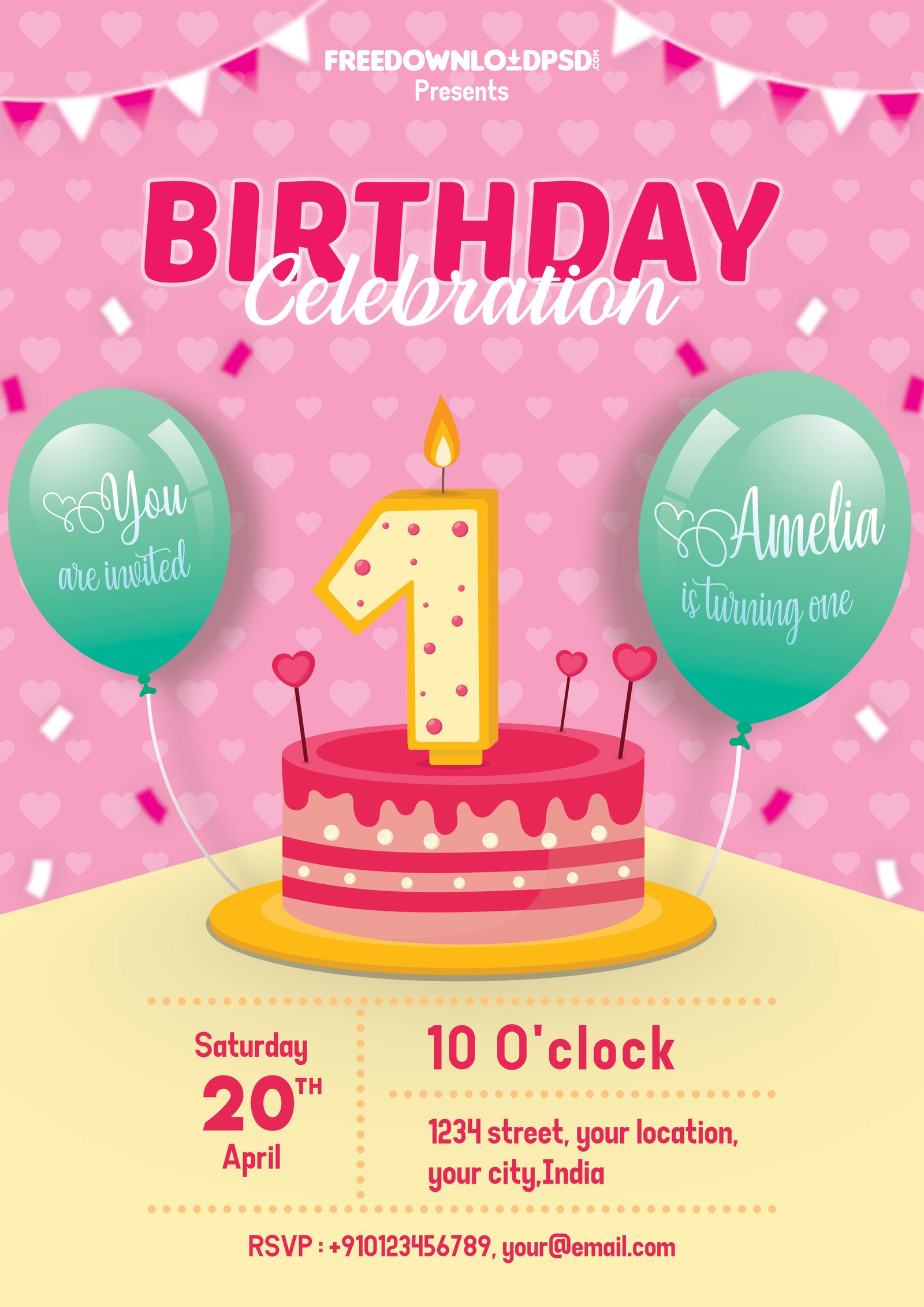 Birthday Party Invitation FreedownloadPSD