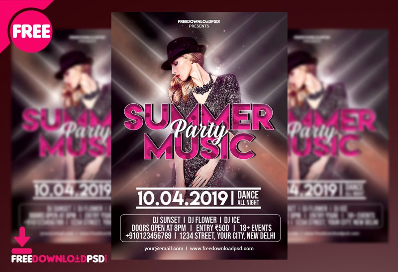 Summer Music Party, Music party, Party, Summer, Music, Party Flyer, Music Flyer, Model, Action, Creative flyer, creative design