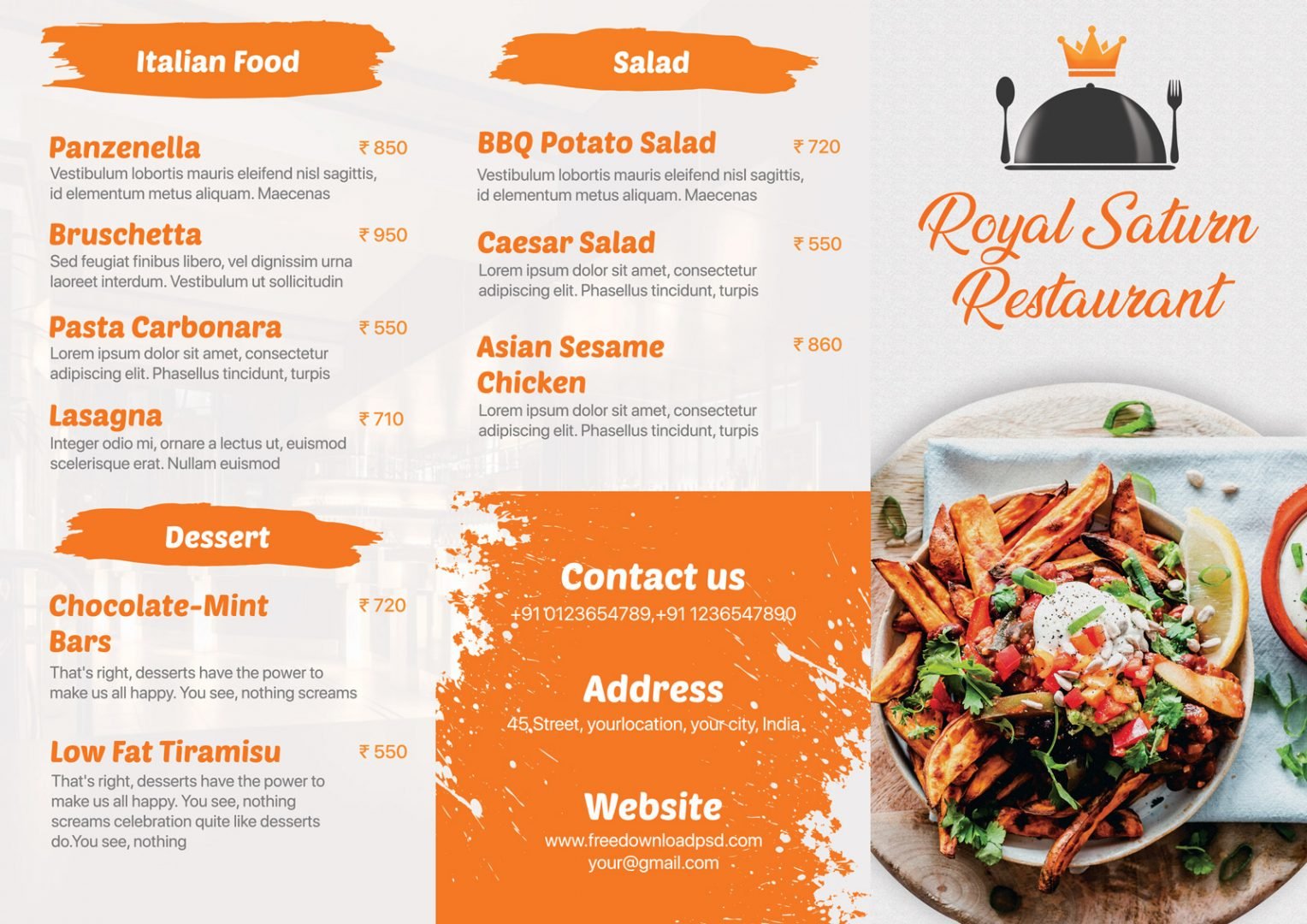 Trifold Restaurant Menu Card | FreedownloadPSD.com