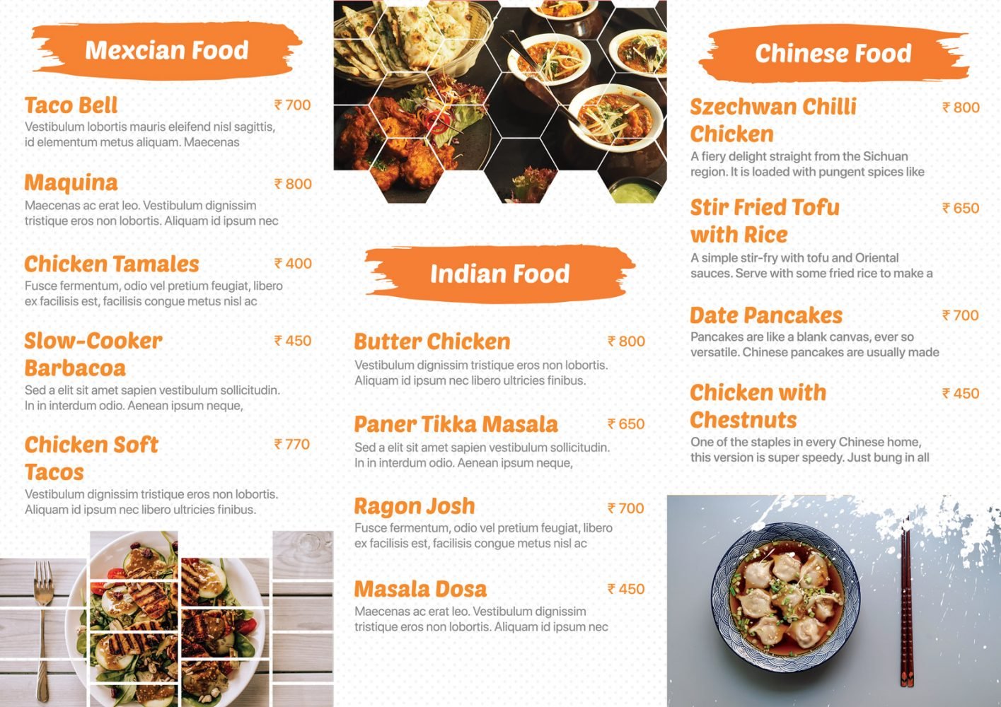 Indian Restaurant Menu Card Templates Free Download