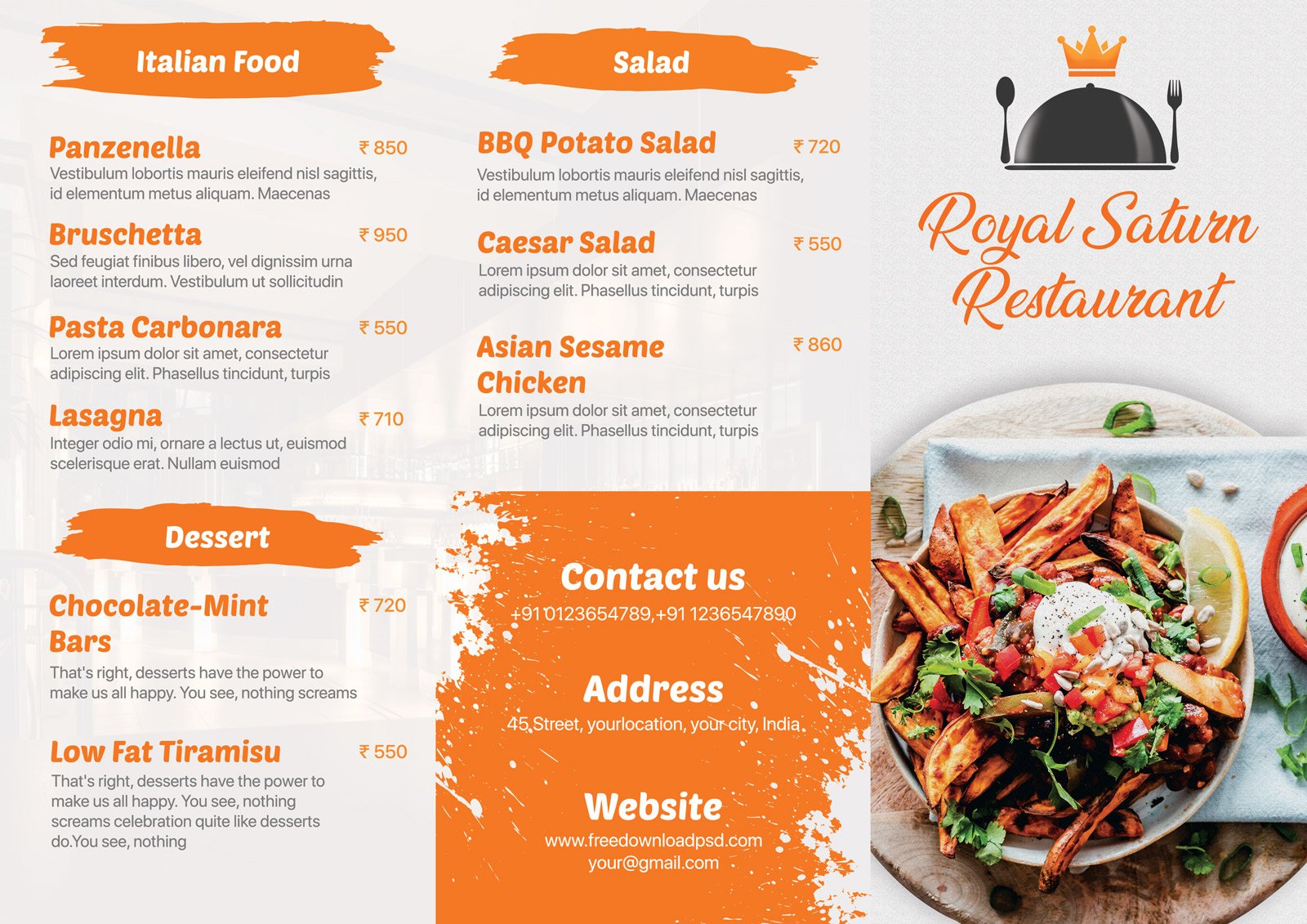 Trifold Restaurant Menu Card  FreedownloadPSD.com