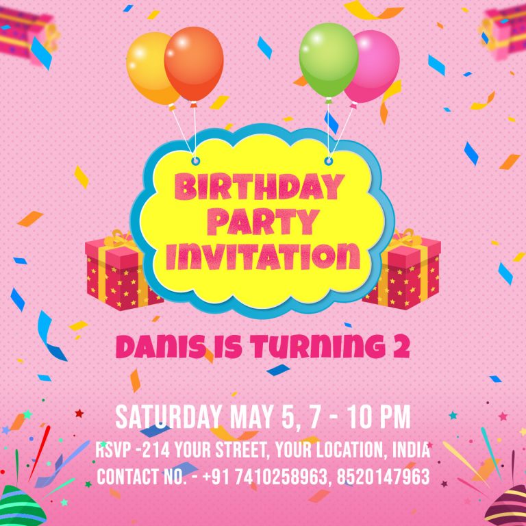 Birthday Party Invitation Flyer + Social Media Post | FreedownloadPSD.com