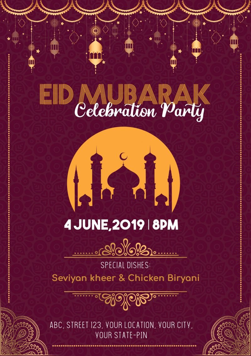 Eid Celebration Party Flyer+ Social Media Psd 