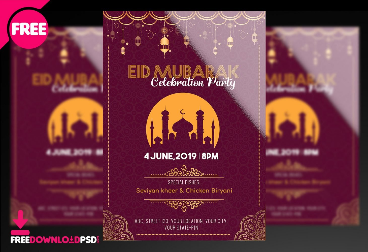 Eid Celebration Party Flyer+ Social Media PSD | FreedownloadPSD.com