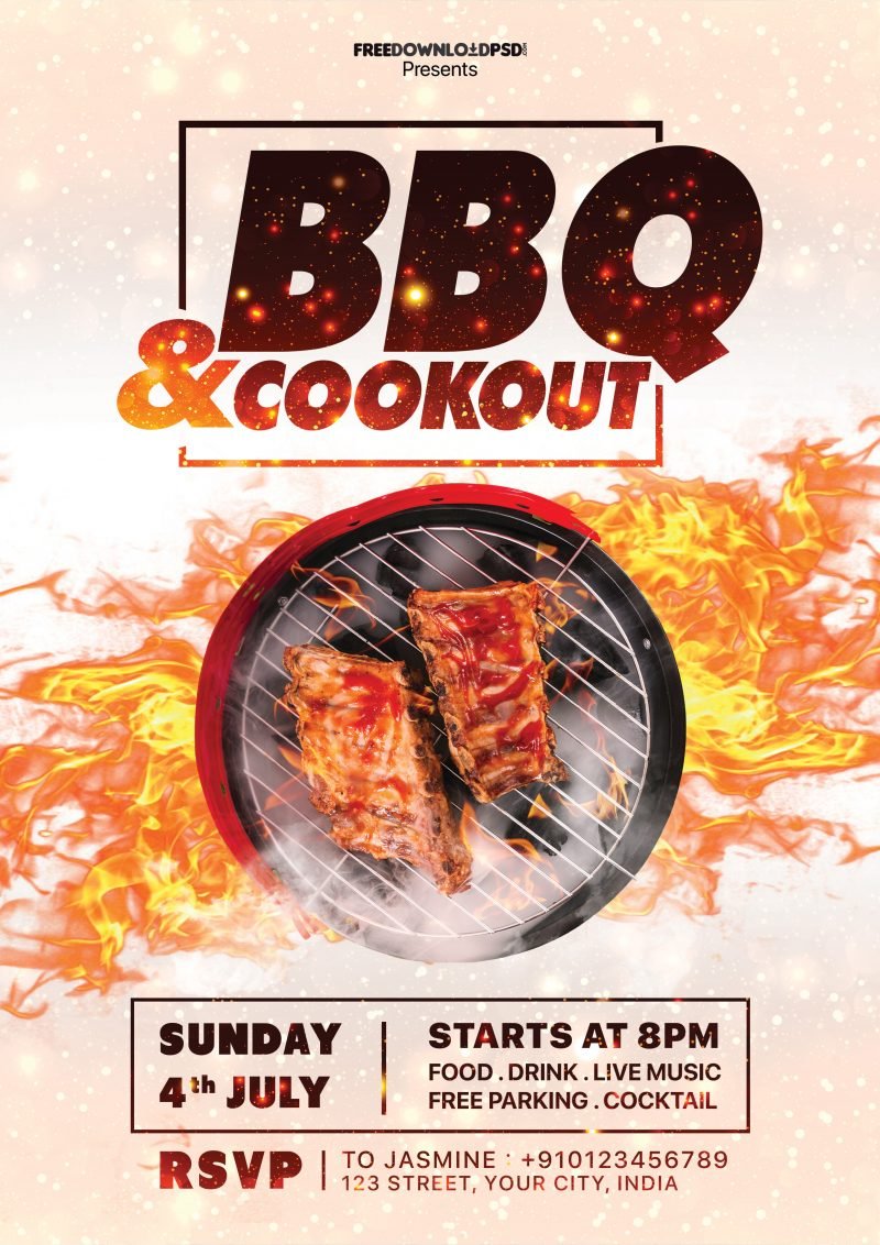 BBQ Flyer + Social Media Post | FreedownloadPSD.com