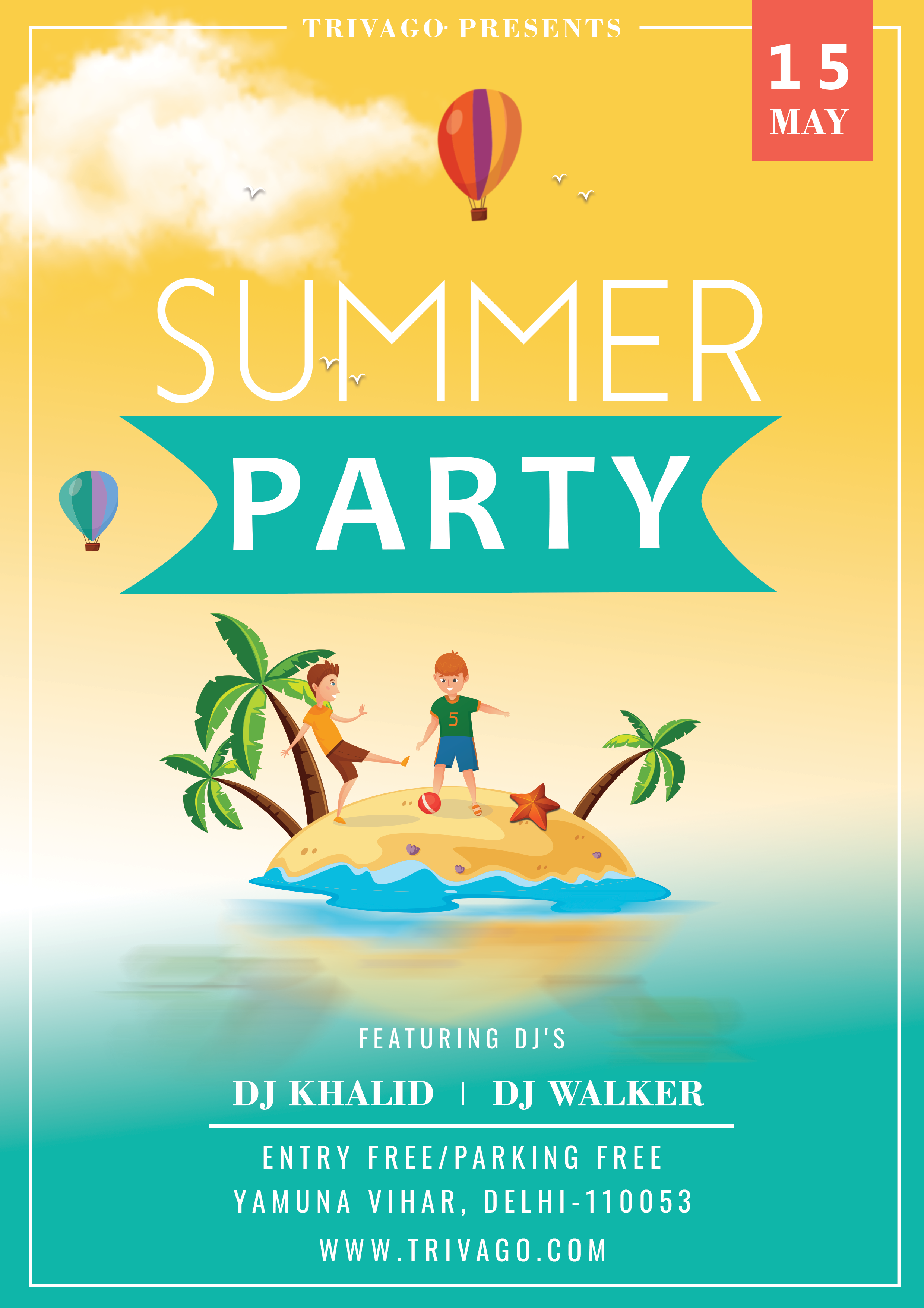 Summer Party Flyer Template + Social Media Post