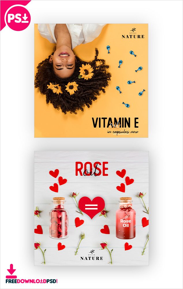 Rose Oil and Vitamin E Capsule Social Media FreedownloadPSD com