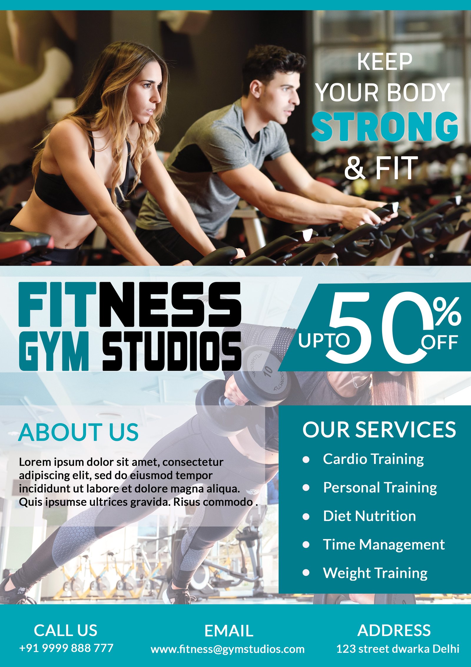 Personal Trainer Flyer, DIY Flyer Template Design, Gym Fitness