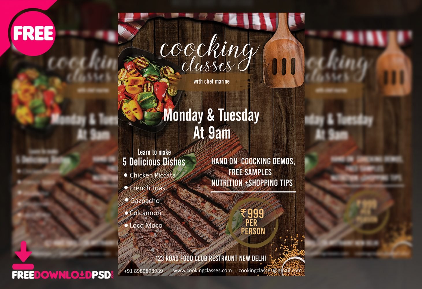 Cooking Classes Flyer Template Free PSD | FreedownloadPSD.com