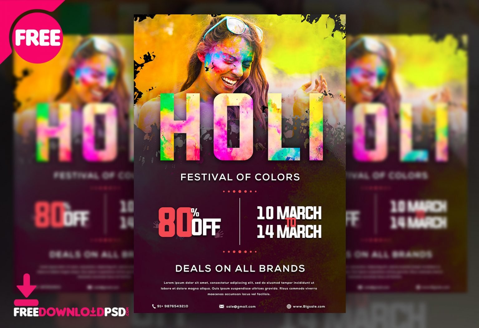 Holi Sale Free PSD Flyer | FreedownloadPSD.com