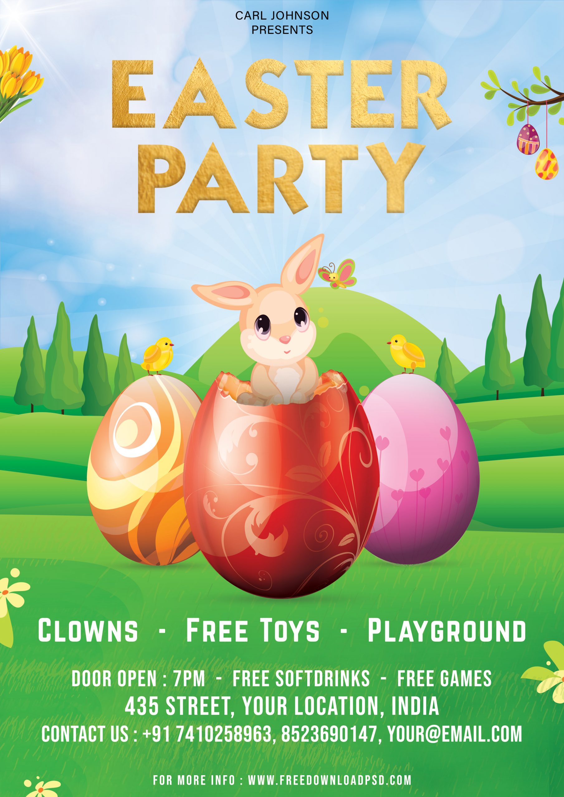 Easter Party Flyer Free PSD