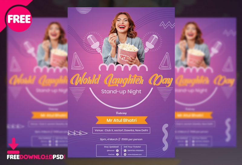 FLYER, FREE FLYER, FREE PSD FLYER, WORLD LAUGHTER DAY, WORLD LAUGHTER DAY FLYER, FREE WORLD LAUGHTER DAY, PARTY FLYER, FREE PARTY FLYER, PHOTOSHOP FLYER, LAUGHTER, HAPPINESS, FREE PARTY POSTER, COMEDY FLYER, COMEDY NIGHT, STANDUP COMEDY
