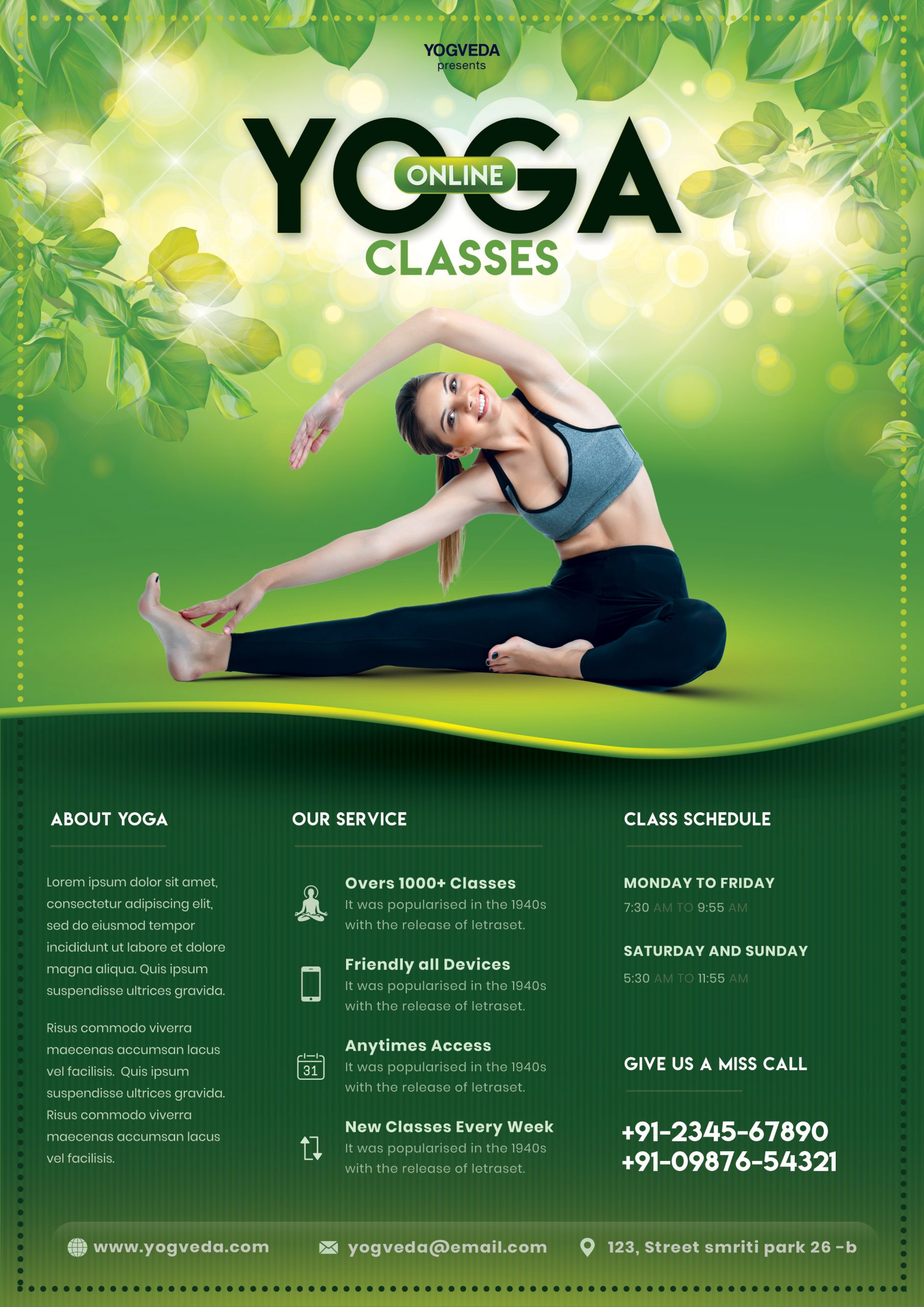 Online Yoga Classes Flyer PSD Template FreedownloadPSD